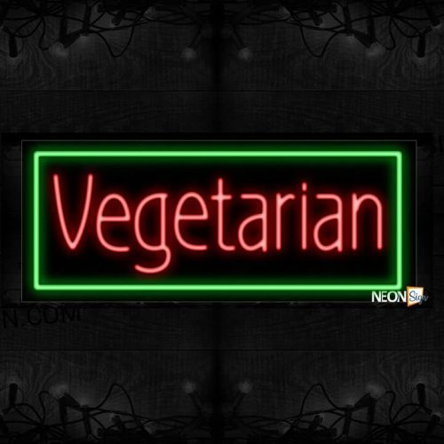 Image of Vegetarian With Green Border Neon Sign