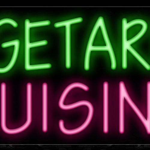 Image of Vegetarian Cuisine On 2 Lines And All Caps Neon Sign