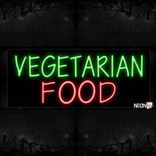 Image of Vegetarian Food With Border Neon Sign