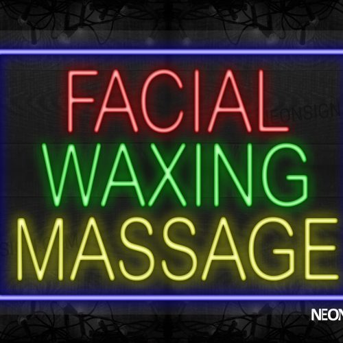 Image of Facial Waxing Message With Blue Border Neon Sign