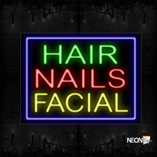 Image of Hair Nails Facial With Border Neon Sign