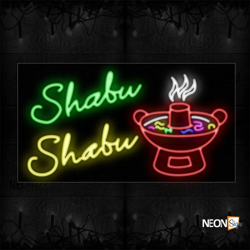 Image of Shabu-Shabu Withhotpot Image Border Neon Sign