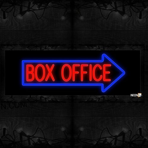 Image of Box Office In Red With Blue Arrow Border Neon Sign