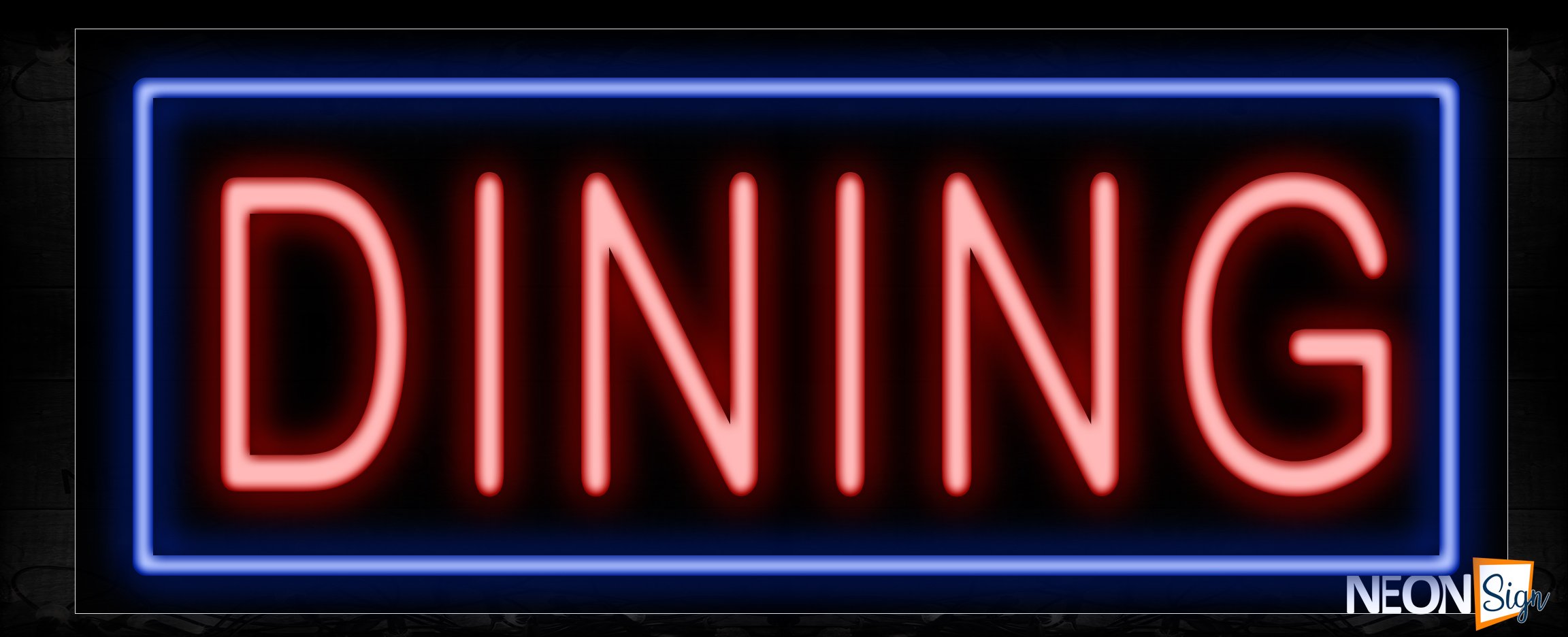 Image of 11379 Dining with border Neon Sign_13x32 Black Backing