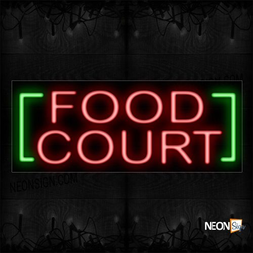 Image of 11404 Food Court In Red With Green Border Neon Sign_13x32 Black Backing