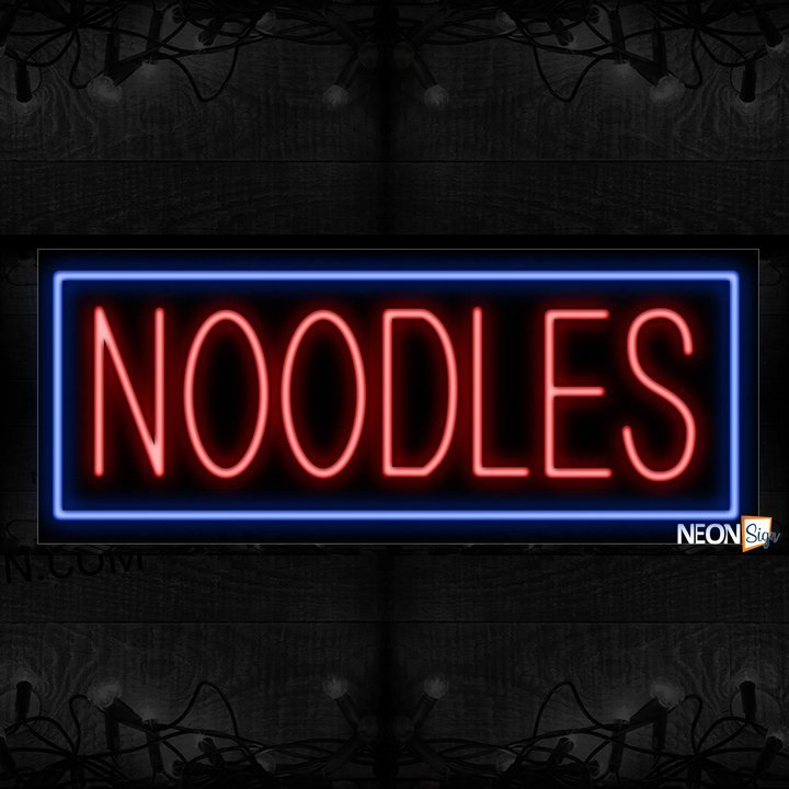 Image of Noodles In Red With Blue Border Neon Sign
