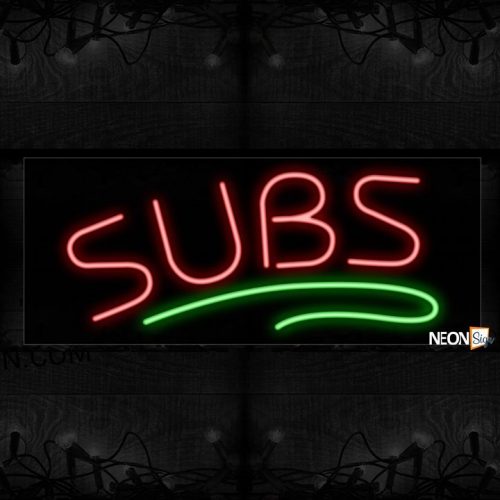 Image of Subs in red With Curve Line Neon Sign