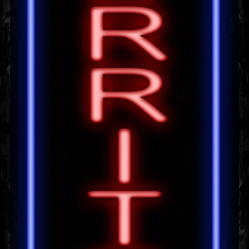 Image of 11527 Burritos with blue vertical boder Neon Signs_32 x12 Black Backing