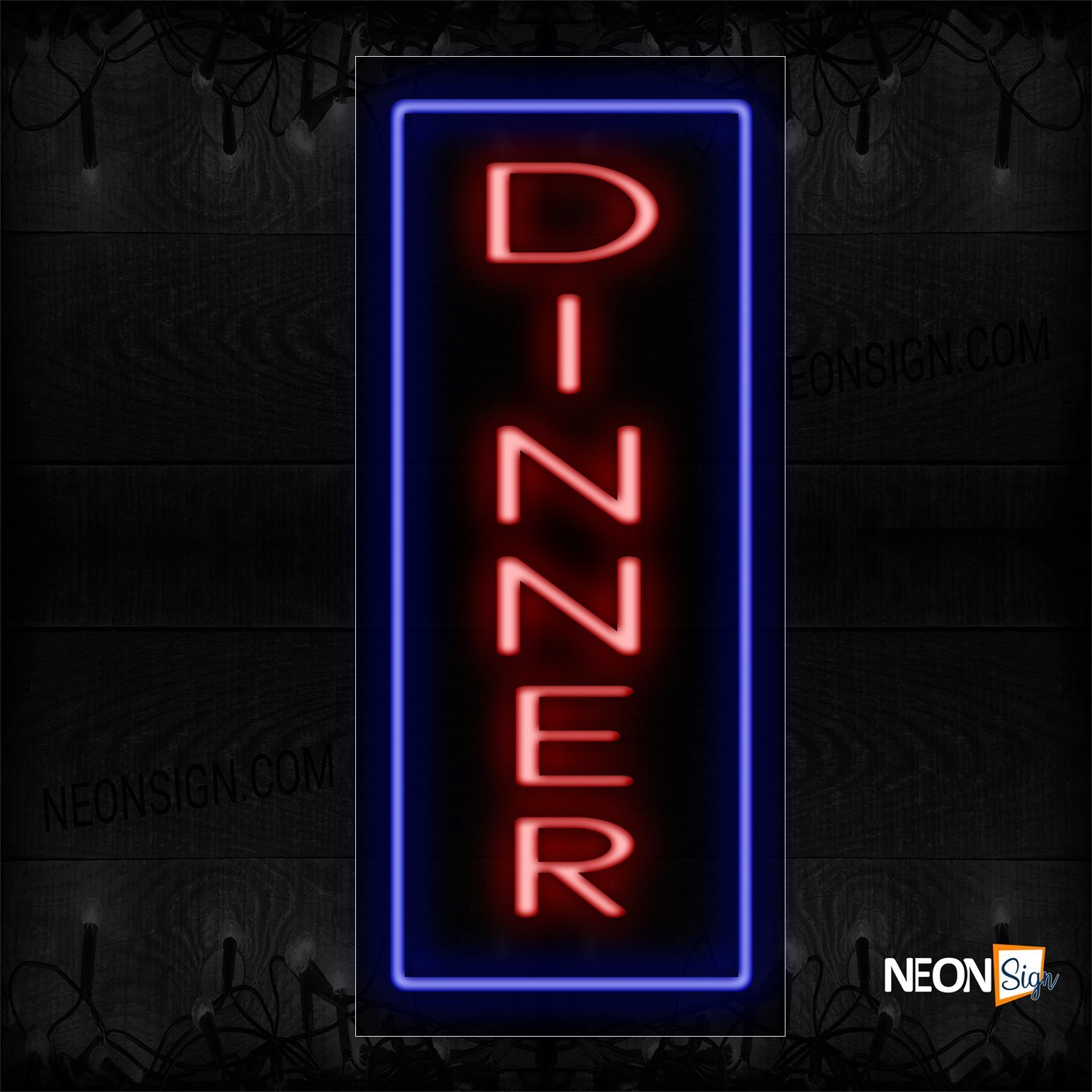 Image of 11539 Dining With Border Neon Sign_13x32 Black Backing