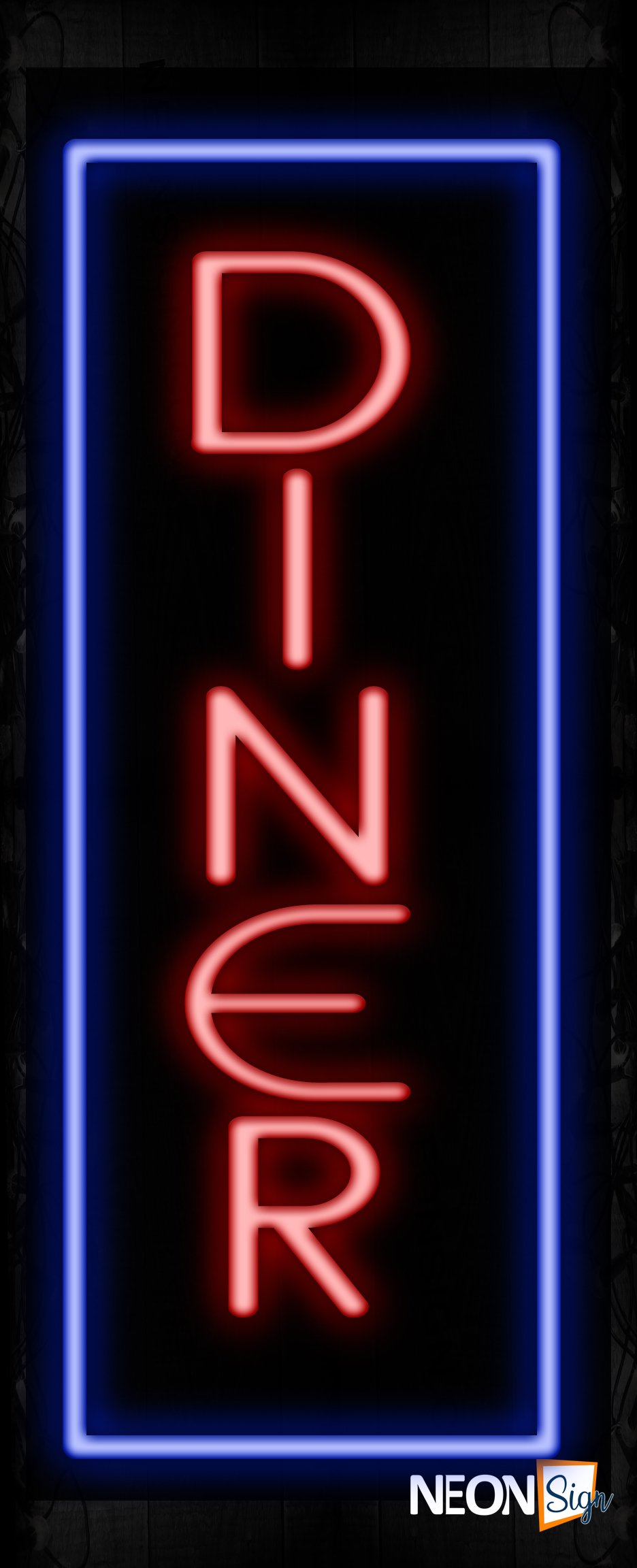 Image of 11540 Diner with border Neon Signs_32 x12 Black Backing