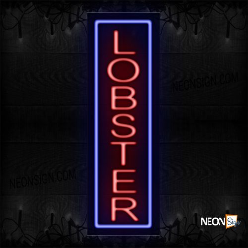 Image of Lobsters In Red With Blue Border (Vertical) Neon Sign