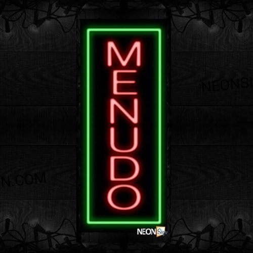 Image of Menudo Vertical Orientation Green Box Neon Sign