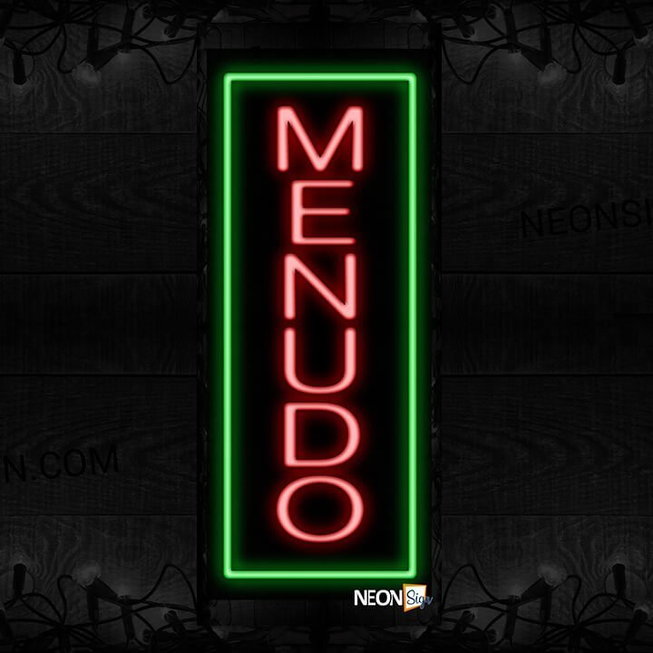 Image of Menudo Vertical Orientation Green Box Neon Sign