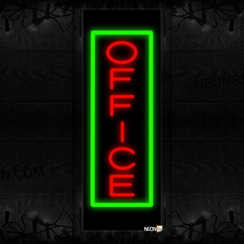 Image of Office In Red With Green Border (Vertical) Neon Sign