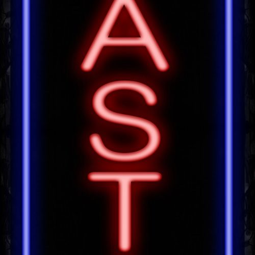 Image of Pasta in red With blue vertical Border Neon Sign