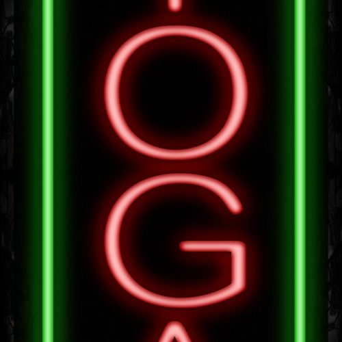 Image of Yoga In Red With Green Border (Vertical) Neon Sign