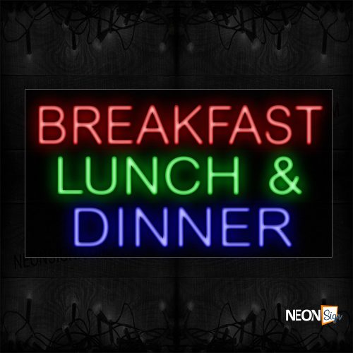 Image of 11669 Breakfast Lunch & Dinner Neon Sign_20x37 Black Backing