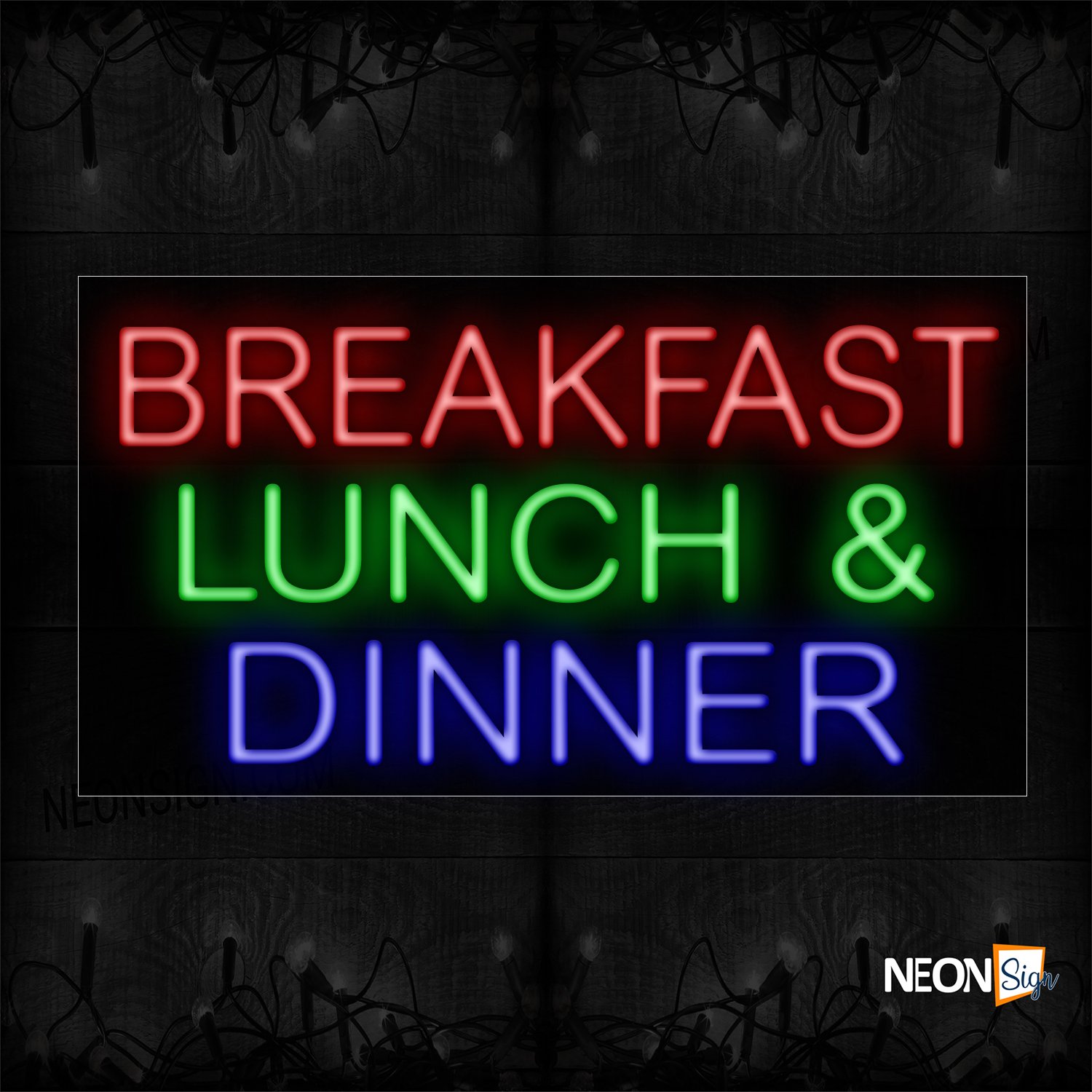 Image of 11669 Breakfast Lunch & Dinner Neon Sign_20x37 Black Backing