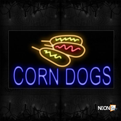 Image of Corn Dogs In Blue With Logo Neon Sign