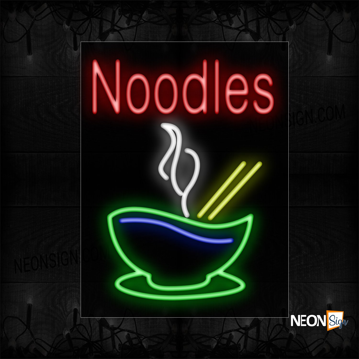 Image of Noodles In Red With Logo Neon Sign