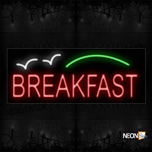 Image of 12025 Breakfast In Red Neon Sign_10x24 Black Backing