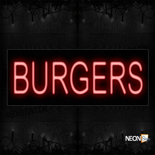 Image of 12028 Burgers With Border Neon Sign_10x24 Black Backing