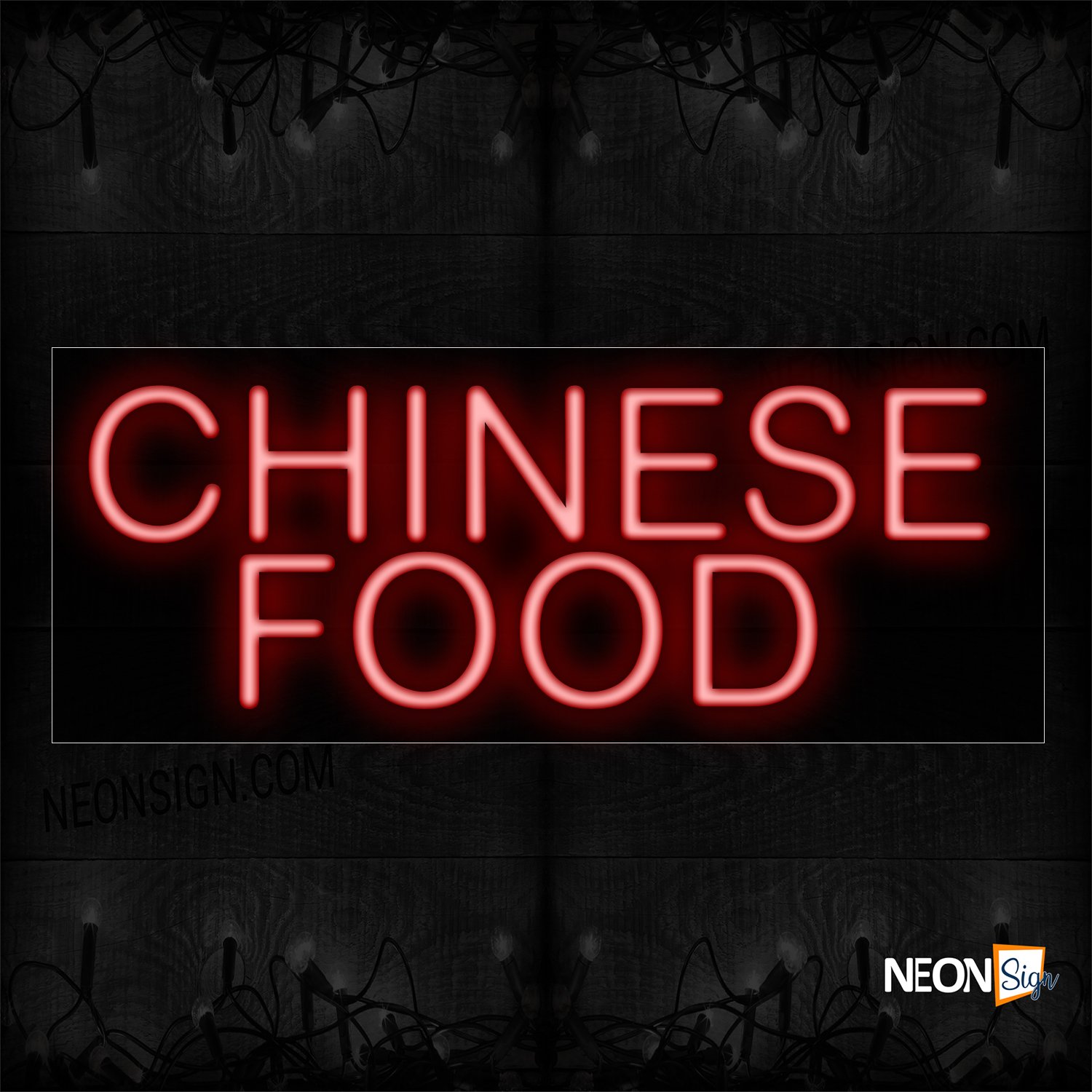 Image of 12036 Chinese Food In Red Neon Sign_10x24 Black Backing