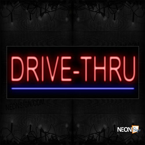 Image of 12052 Drive - Thru In Red And Blue Line Neon Sign_10x24 Black Backing