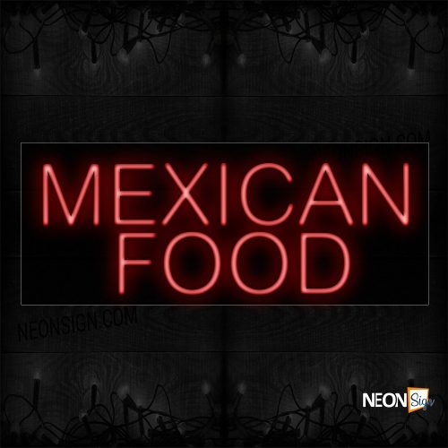 Image of 12101 Mexican Food In Red Neon Sign_10x24 Black Backing