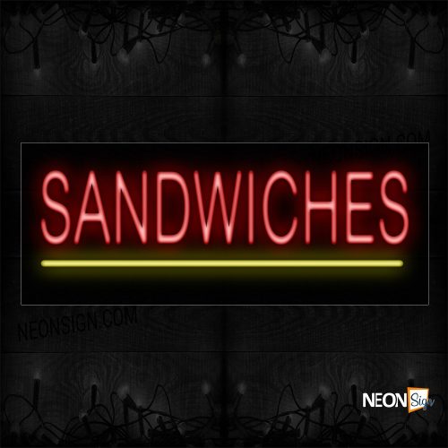 Image of Sandwiches In Red With Yellow Line Neon Sign