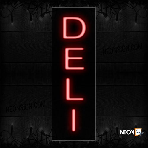 Image of 12222 Deli In Red Neon Sign_8x24 Black Backing
