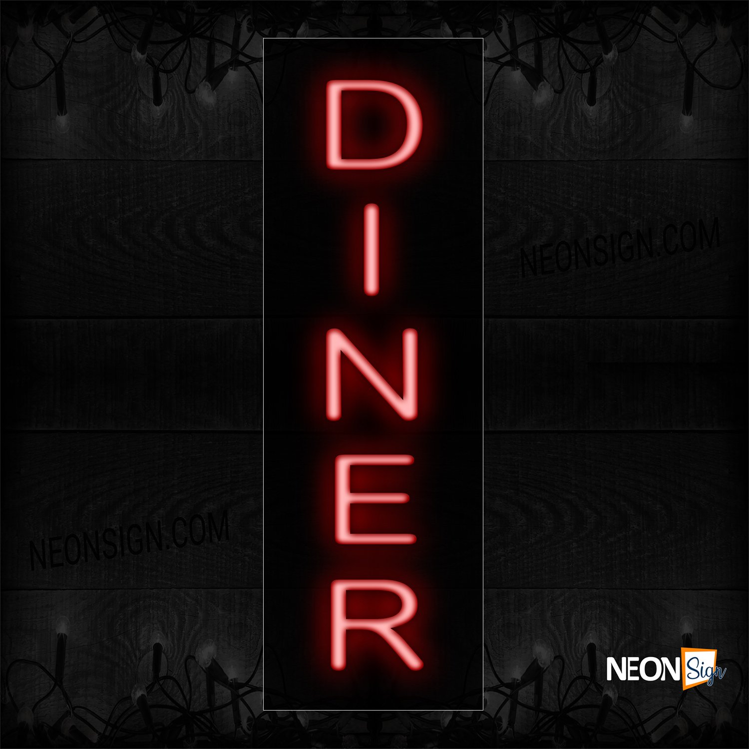 Image of 12224 Dinner Neon Sign_8x24 Black Backing