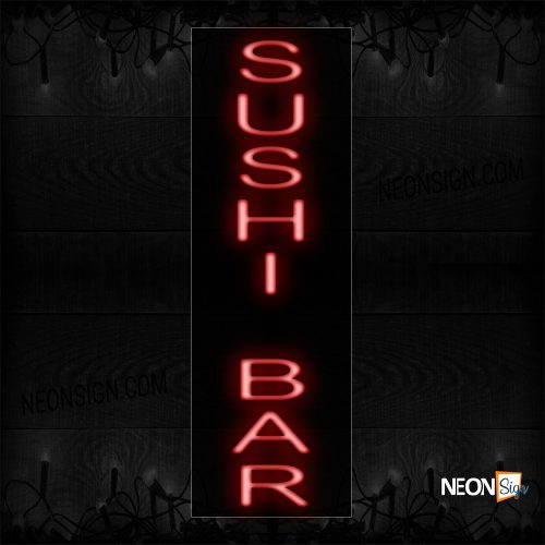 Image of 12301 Sushi Bar In Red (Vertical) Neon Sign_10x29 Black Backing