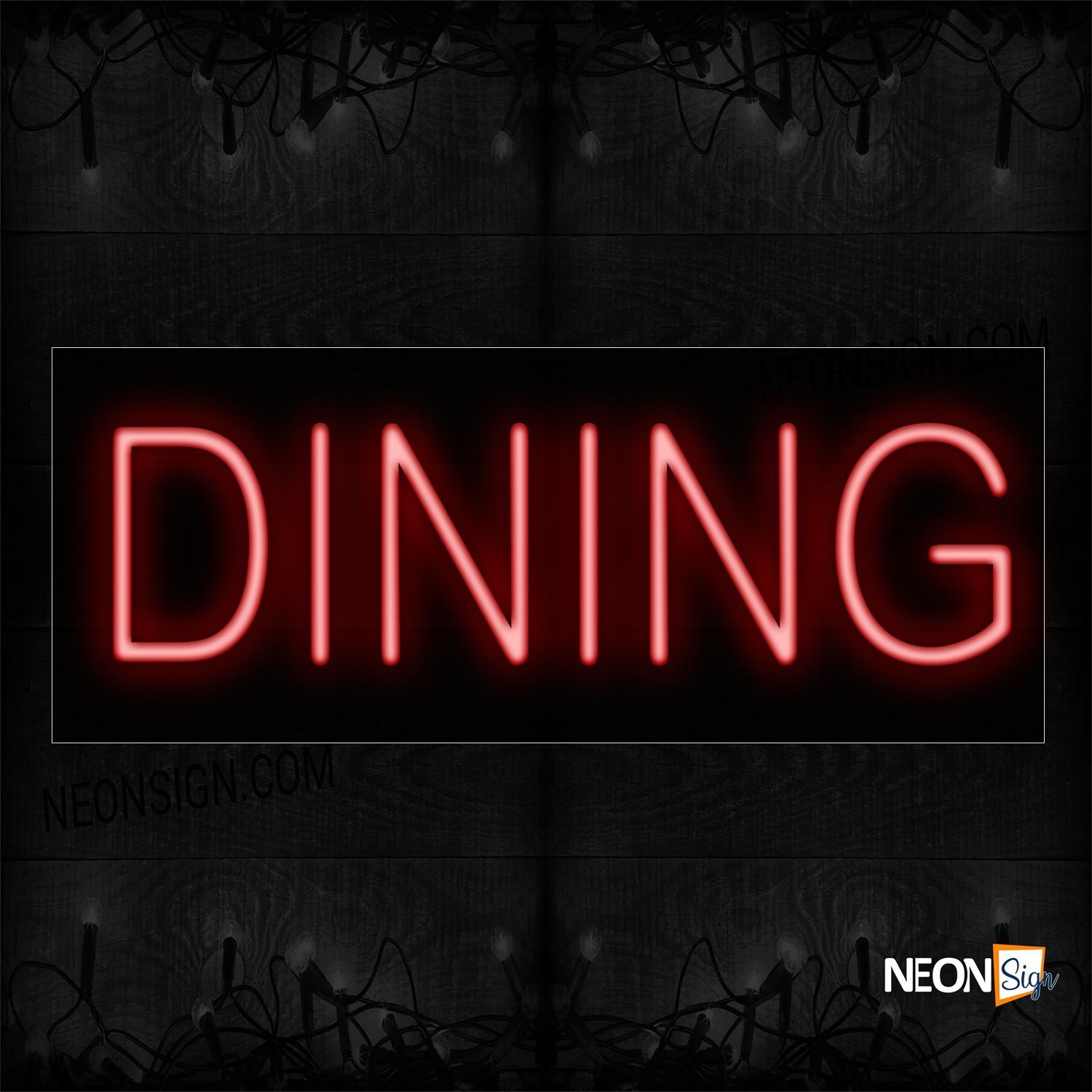 Image of 12366 Dining In Red Neon Sign_10x24 Black Backing