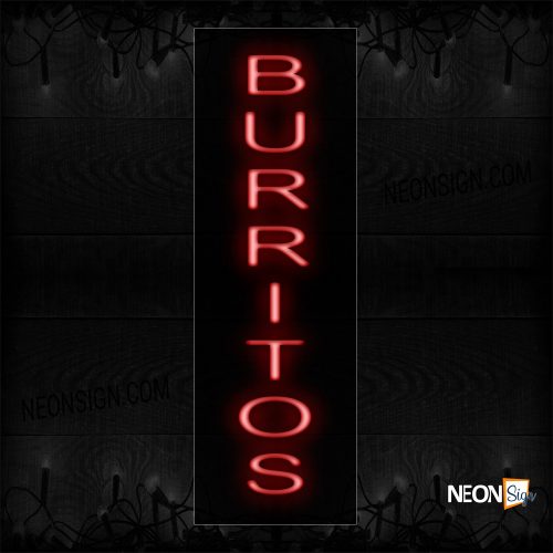 Image of 12417 Burritos In Red (Vertical) Neon Sign_8x27 Black Backing