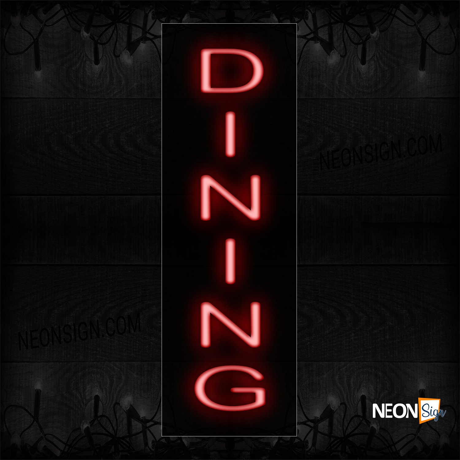 Image of 12429 Dining Neon Sign - Vertical_8x24 Black Backing