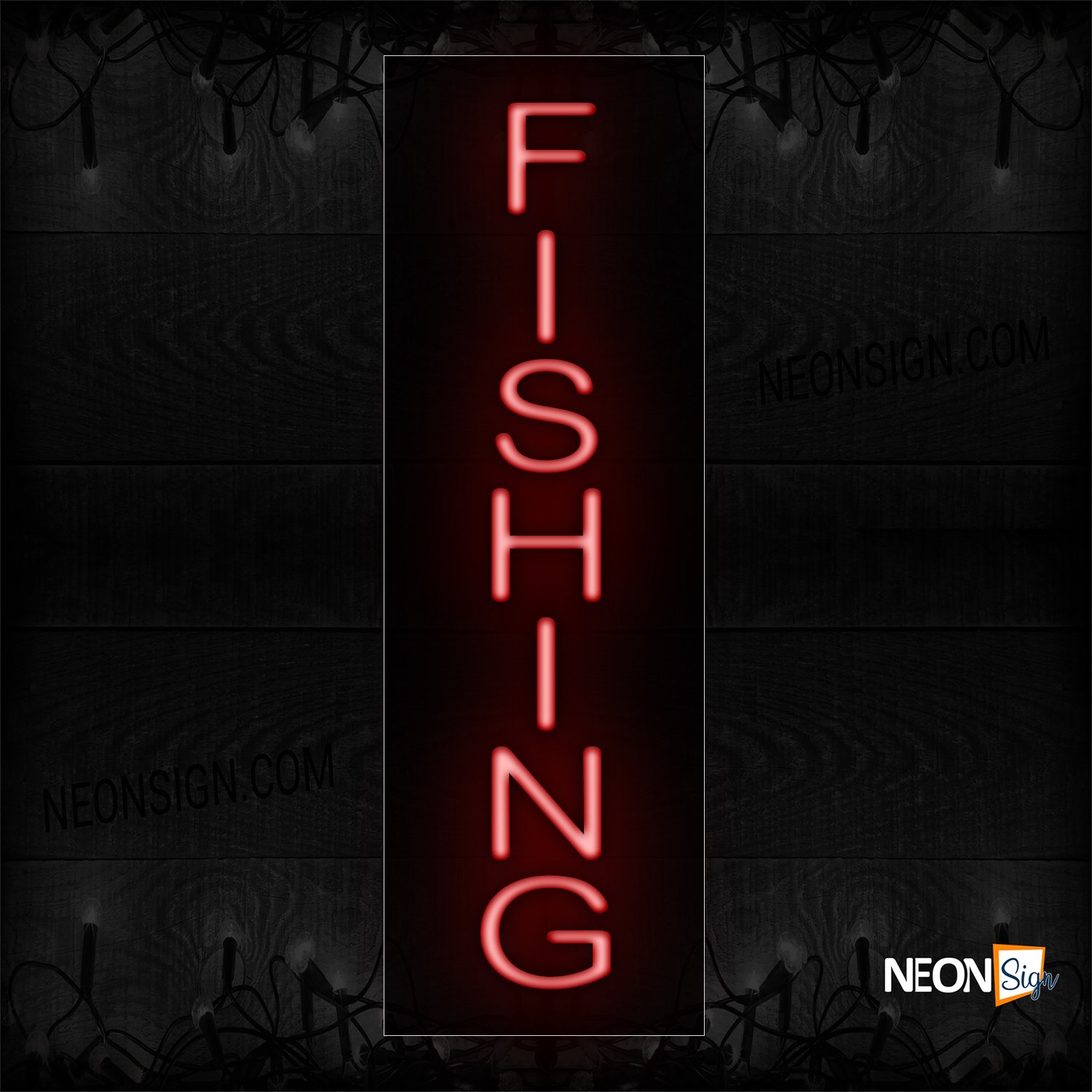 Image of Fishing In Red (Vertical) Neon Sign