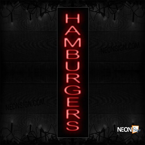 Image of 12441 Hamburgers (Vertical) Neon Sign_8x24 Black Backing