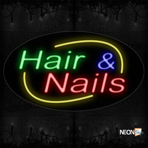 Image of Hair & Nails With Arc Border Neon Sign