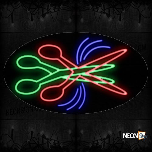 Image of Scissors Logo Neon Sign