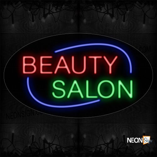 Image of Beauty Salon With Circle Border Neon Sign