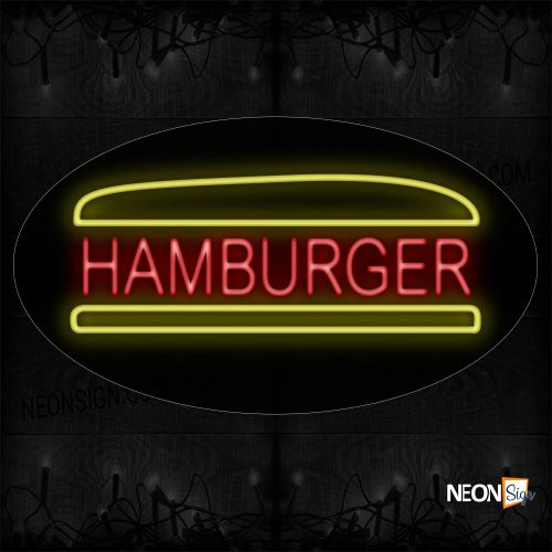 Image of 14047 Hamburger With Bun Sign Neon Sign_17x30 Black Backing