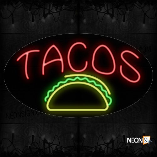 Image of Tacos In Red With Logo Neon Sign