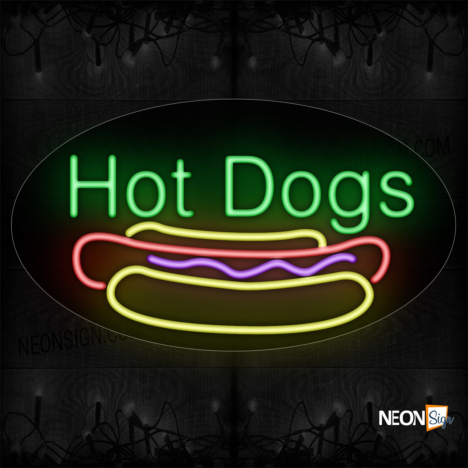 Image of Hot Dogs With Hotdog Sandwiches Image Arc Border Neon Sign