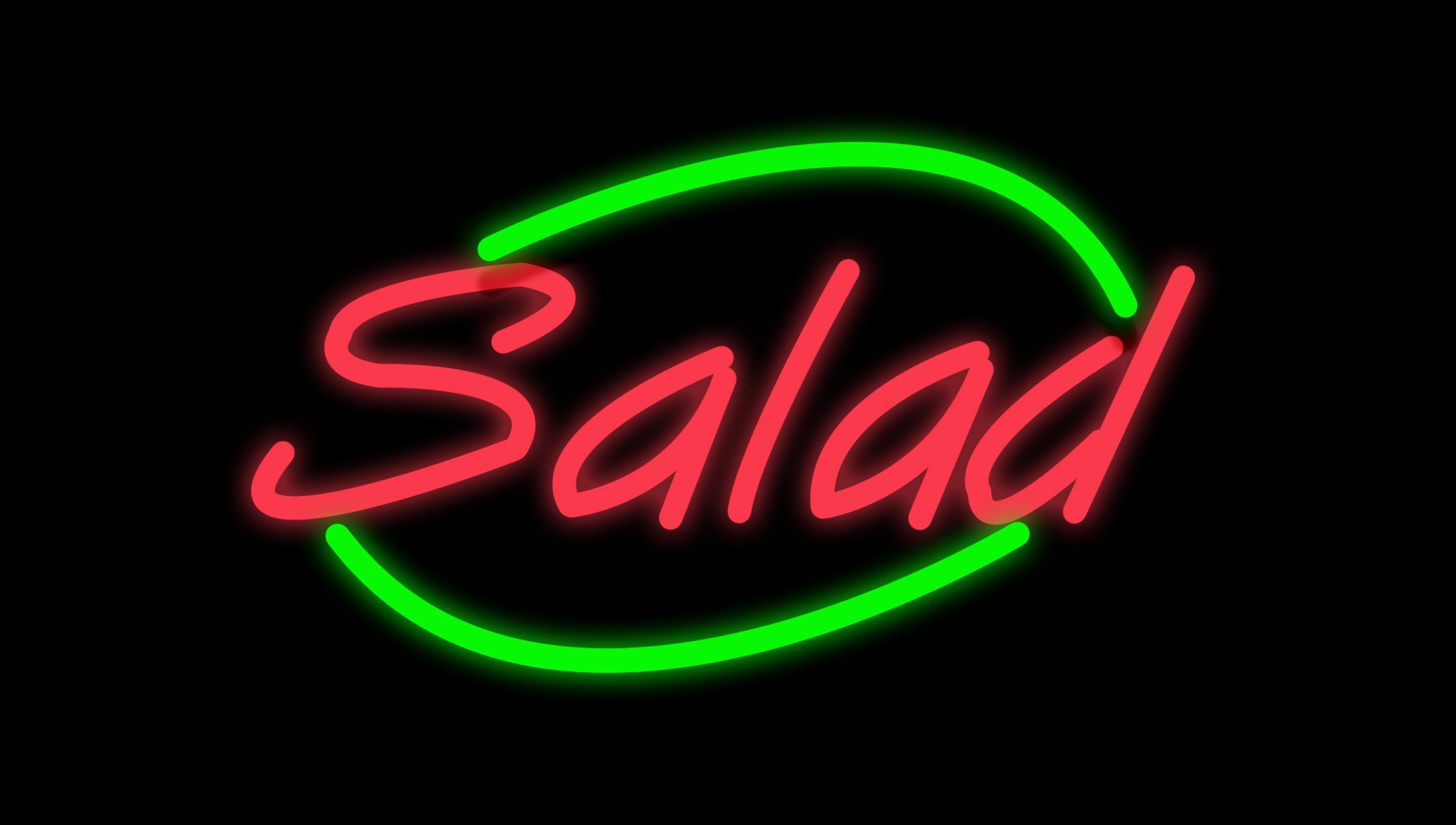 Image of Salad With Green Arc Border Neon Sign