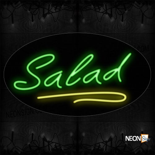 Image of Salad In Green With Yellow Border Neon Sign