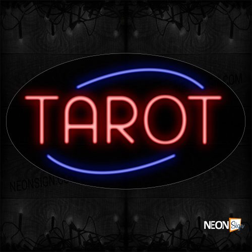Image of 14306 Tarot In Red With Blue Border Neon Sign_17x30 Black Backing