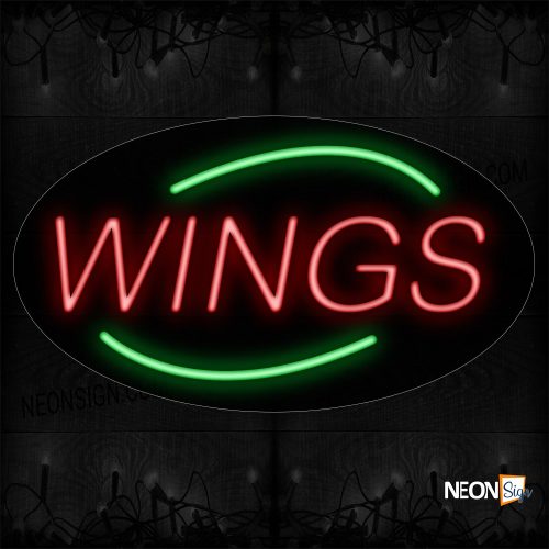 Image of Wings With Green Arc Border Neon Sign