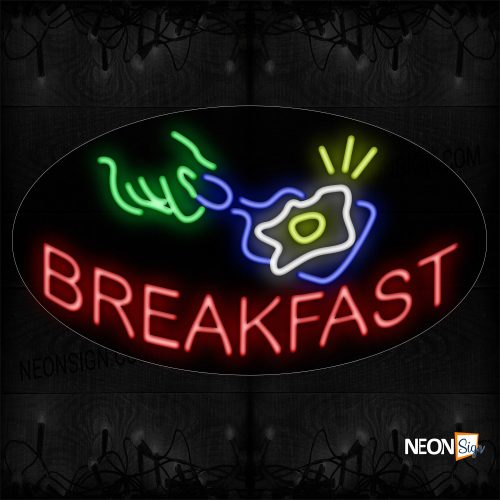 Image of 14329 Breakfast In Red With Log Neon Sign_17x30 Contoured Black Backing