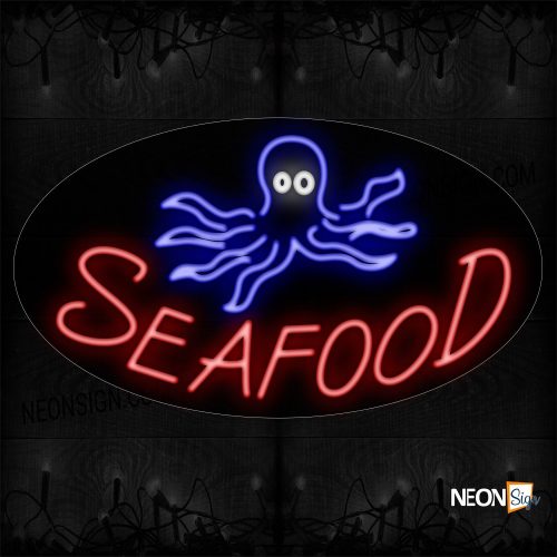 Image of Seafood With Octopus Logo Neon Sign